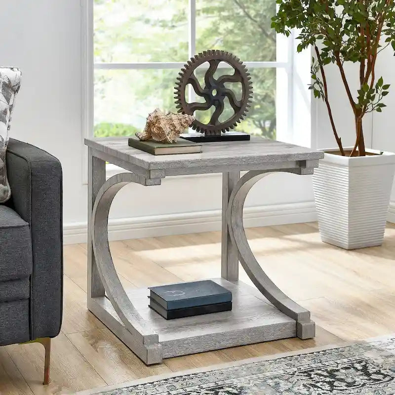 Unique Coffee Table, Solid Wood 23.8 Inch Modern Coffee Table Center Table With Storage, Solid Wood Special Shape Coffee Table