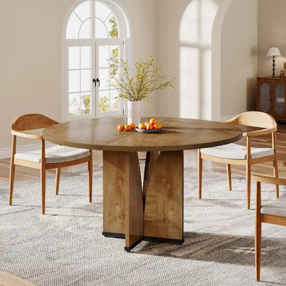 39.4-inch Round Dining Table with Wooden Tabletop for Kitchen Dining Room
