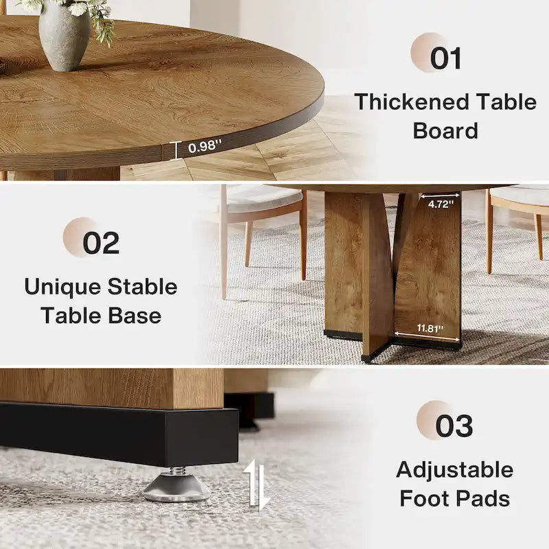 39.4-inch Round Dining Table with Wooden Tabletop for Kitchen Dining Room