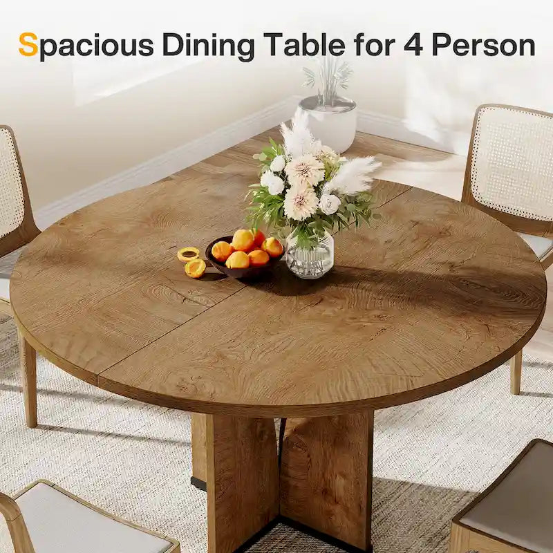 39.4-inch Round Dining Table with Wooden Tabletop for Kitchen Dining Room