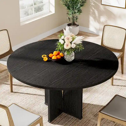 39.4-inch Round Dining Table with Wooden Tabletop for Kitchen Dining Room
