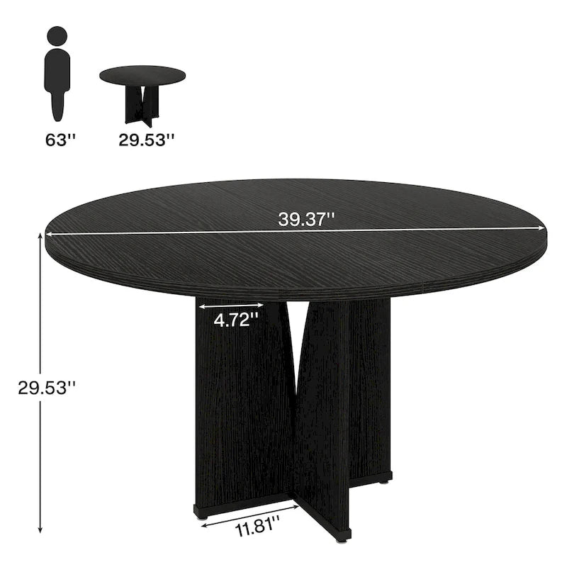39.4-inch Round Dining Table with Wooden Tabletop for Kitchen Dining Room