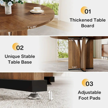 39.4-inch Round Dining Table with Wooden Tabletop for Kitchen Dining Room