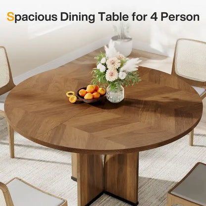 39.4-inch Round Dining Table with Wooden Tabletop for Kitchen Dining Room