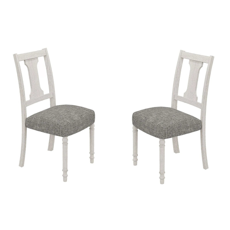Sane 5pc Dining Table and Chair Set, Fiddleback, Round Top, Gray, White
