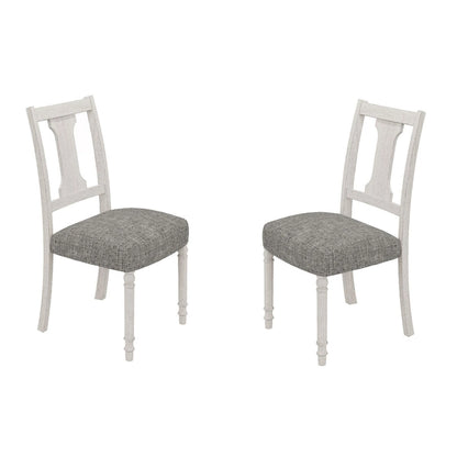 Sane 5pc Dining Table and Chair Set, Fiddleback, Round Top, Gray, White