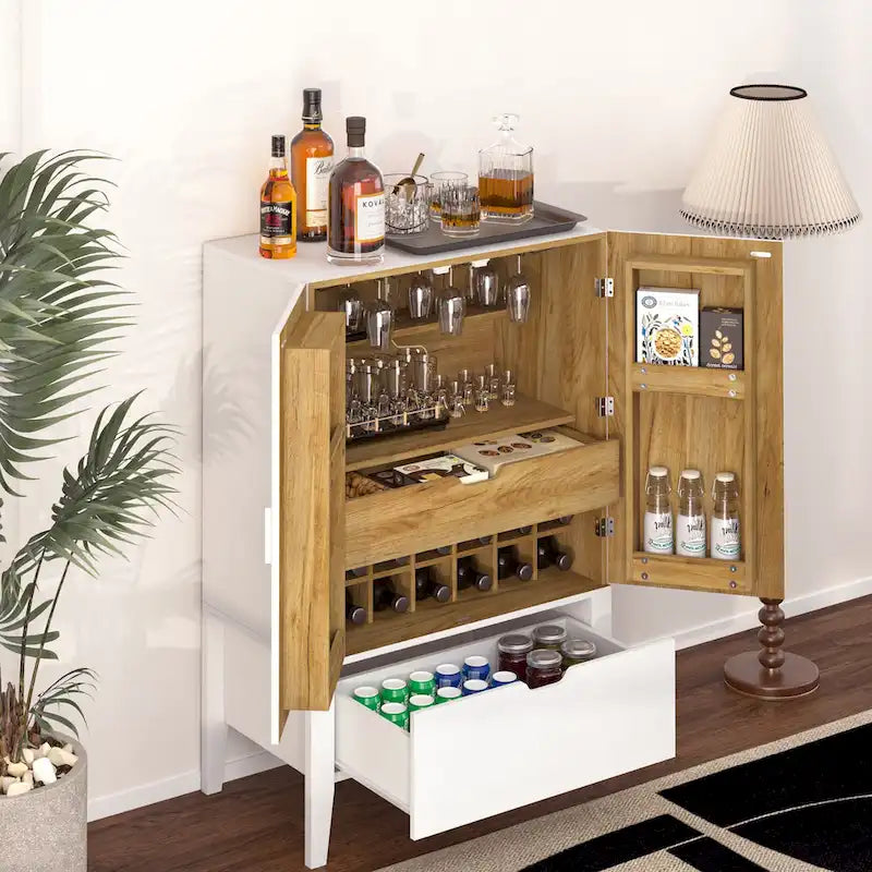 Sideboard Cabinet with Wine Racks & Stemware Holder for hallways,living rooms