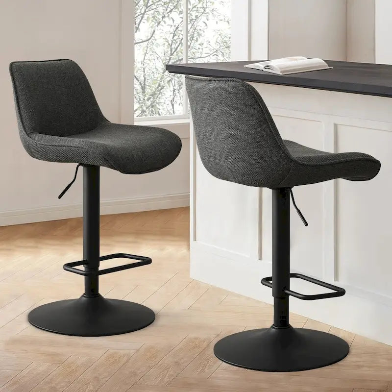 18 Bigger Base Vinyl Adjustable Height Swivel Bar Stool, Set of 2