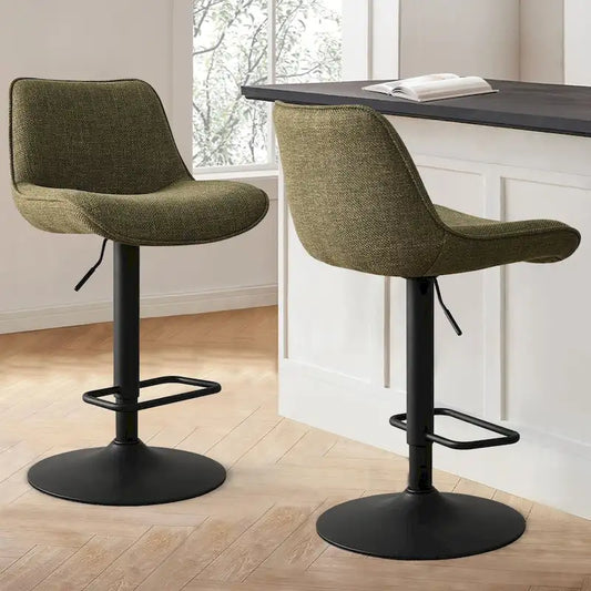 18 Bigger Base Vinyl Adjustable Height Swivel Bar Stool, Set of 2
