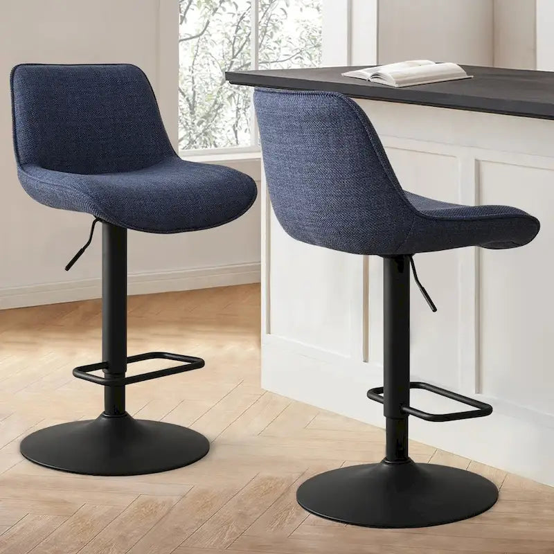 18 Bigger Base Vinyl Adjustable Height Swivel Bar Stool, Set of 2