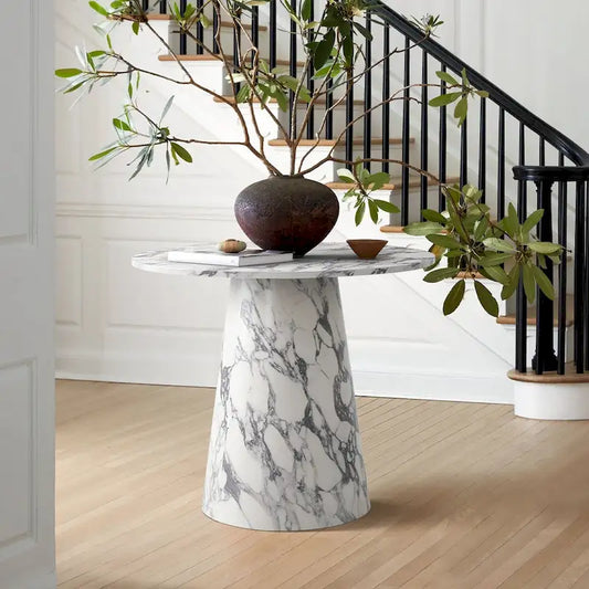 35 Faux Marble Small Round Pedestal Dining Table