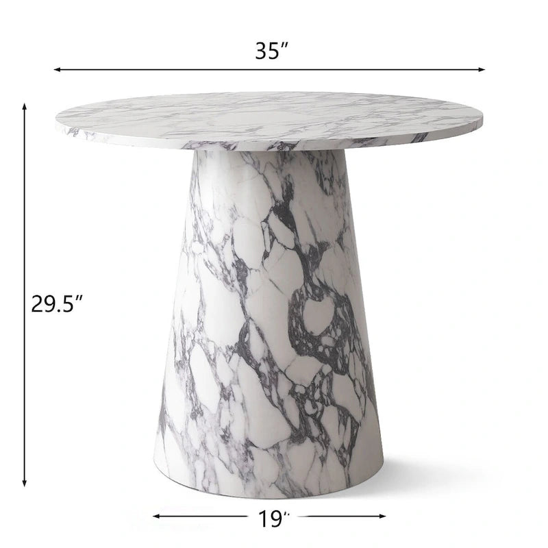 35 Faux Marble Small Round Pedestal Dining Table