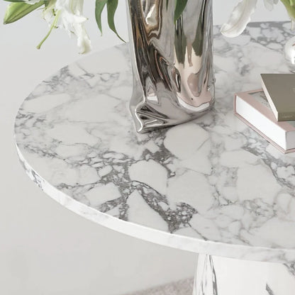 35 Faux Marble Small Round Pedestal Dining Table