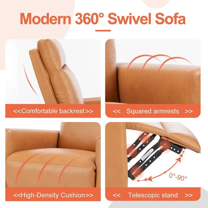 Manual Recliner Chair Winback Single Sofa, 8 Different Massage Modes, Brown