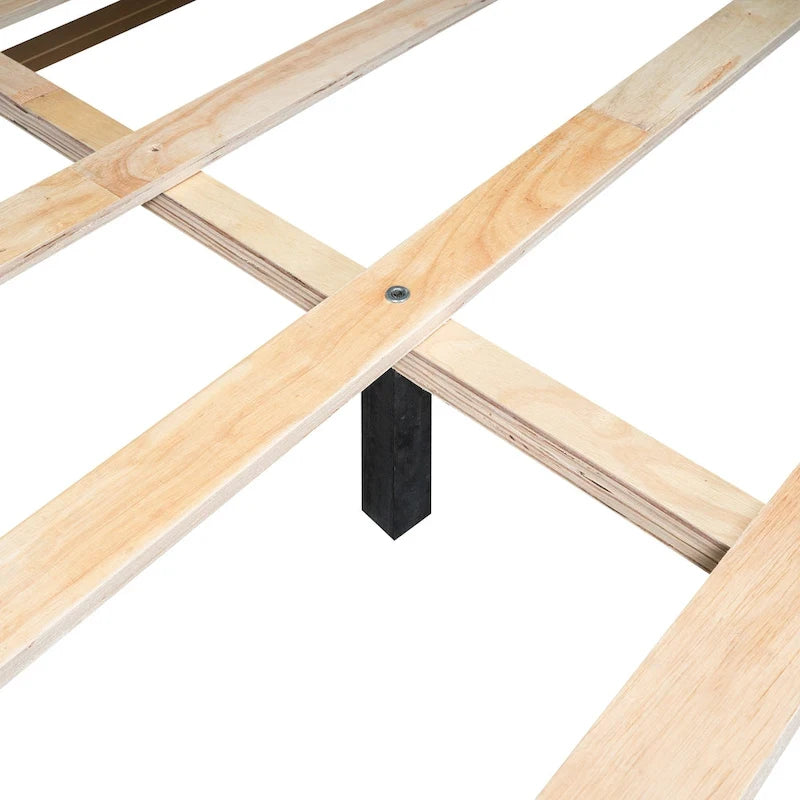 Queen Size Upholstery Canopy Platform Bed with Headboard and Metal Frame