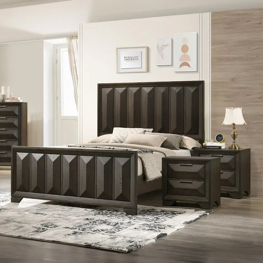 Furniture of America Uppon Transitional Espresso Wood 3-Piece Panel Bedroom Set