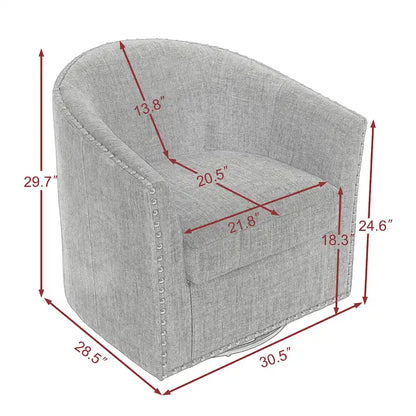Modern Nailhead Upholstered Linen Swivel Accent Chair