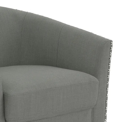 Modern Nailhead Upholstered Linen Swivel Accent Chair