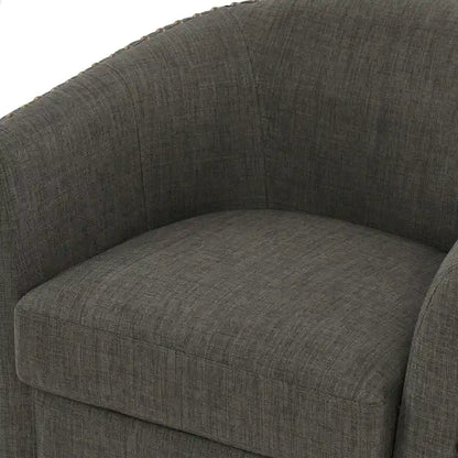 Modern Nailhead Upholstered Linen Swivel Accent Chair