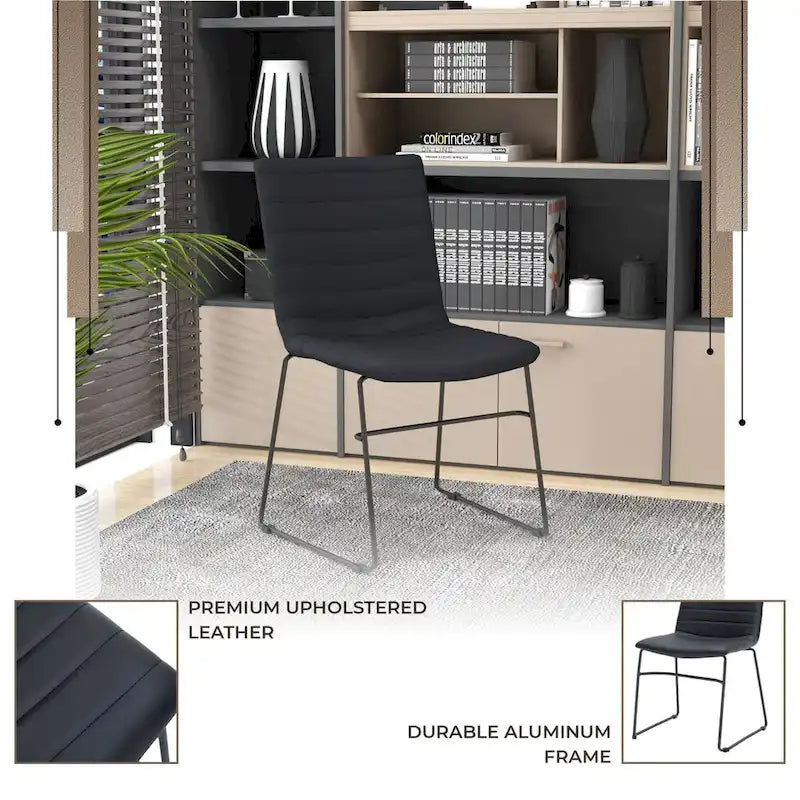 Leather Polyester Office Chair with Stainless Steel Base Zylar Series