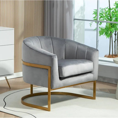 Modern Velvet Gold Accent Armchair