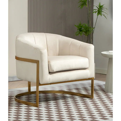 Modern Velvet Gold Accent Armchair