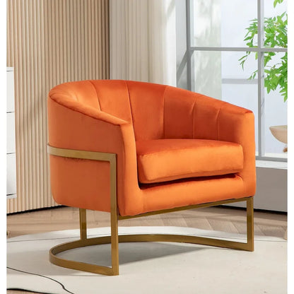 Modern Velvet Gold Accent Armchair