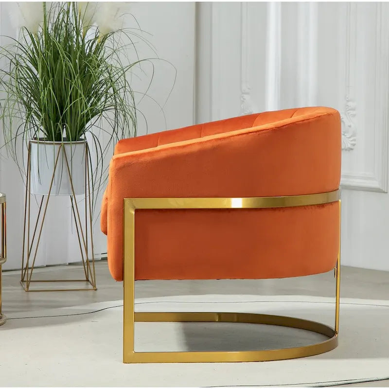 Modern Velvet Gold Accent Armchair