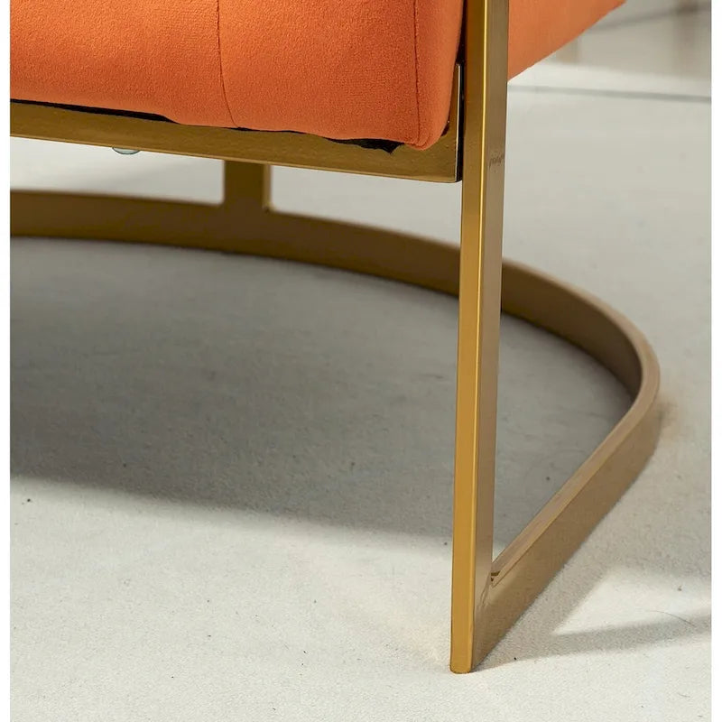 Modern Velvet Gold Accent Armchair