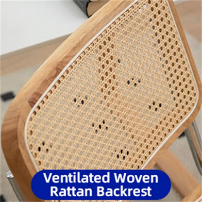 Dining Chairs,Velvet Rattan Side Accent Chairs with Chrome Legs,2 PCS