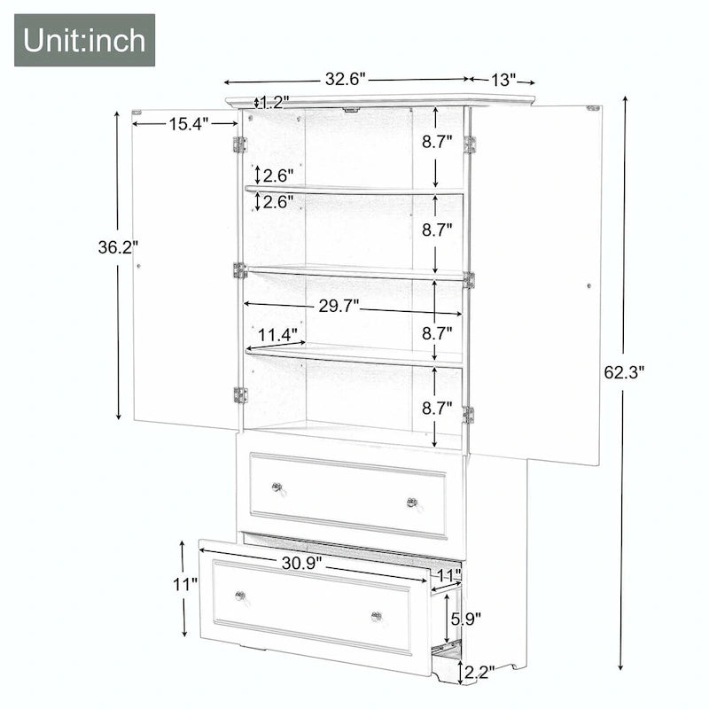Freestanding Storage Cabinet with Two Drawers
