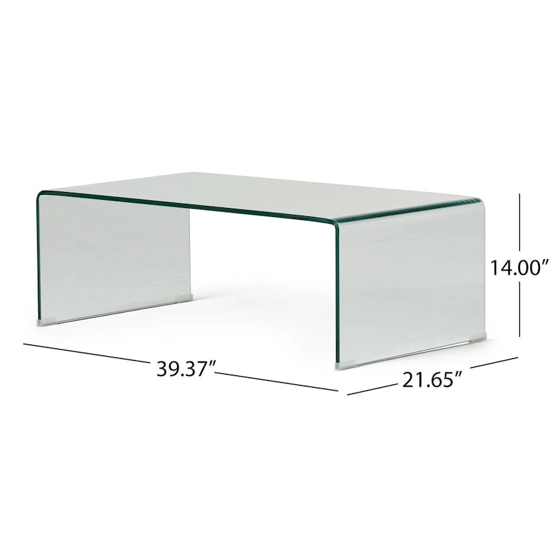 12mm Modern Tempered Glass Coffee Table for Living Room